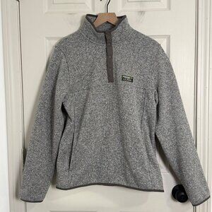 LL Bean Sweatshirt Mens Medium‎ Gray Long Sleeve Henley Fleece